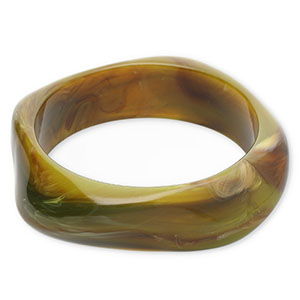 Pulseras bangle de resina Verde oliva-marr&oacute;n-blanco