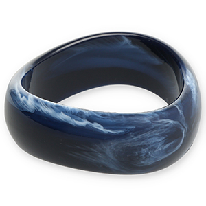 Pulseras bangle de resina Azul oscuro-blanco