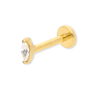 Piercing oreja Acero Inox &oacute;valo con strass Dorado-cristal