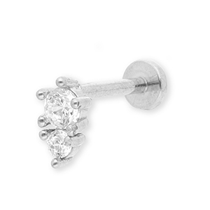 Piercing oreja Acero Inox con strass Plateado-cristal
