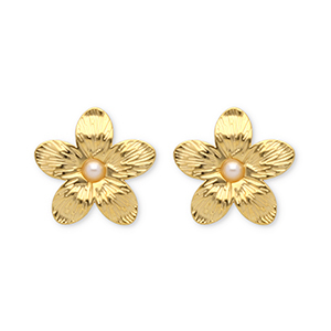 Pendientes Acero Inox flor Dorado