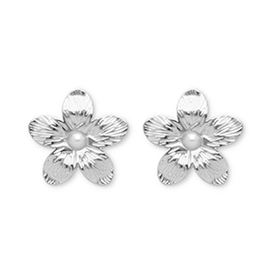 Pendientes Acero Inox flor Plateado