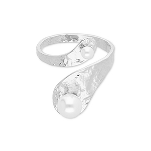 Anillos Acero Inox con perlas Plateado-blanco