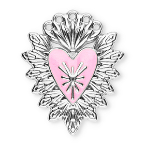 Colgantes Acero Inox sagrado coraz&oacute;n Plateado-rosa claro