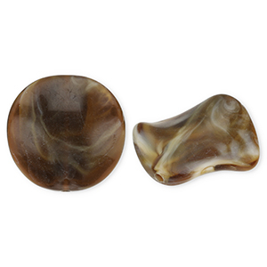 Abalorios acr&iacute;licos org&aacute;nico Marr&oacute;n-blanco