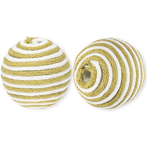 Abalorios acr&iacute;licos 22 mm con cord&oacute;n encerado Verde oliva-blanco