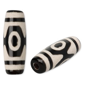 Piedras naturales abalorios Calcedonia tubo Negro-gris claro