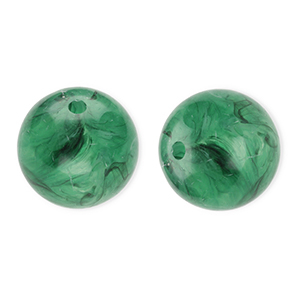 Abalorios acr&iacute;licos 16 mm redondos Verde oscuro-m&aacute;rmol
