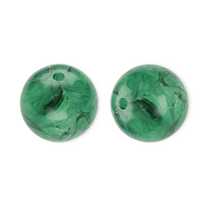 Abalorios acr&iacute;licos 12 mm redondos Verde oscuro-m&aacute;rmol