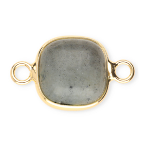 Colgantes de piedra natural entrepiezas 12x12mm Gris-dorado
