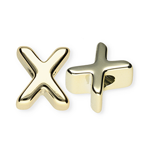 Abalorios alfabeto acr&iacute;lico letra X Dorado