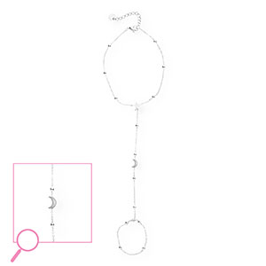 Pulseras anillo Acero Inox luna y estrella Plateado-cristal