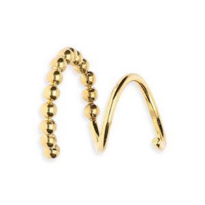 BY31&reg; Pendientes espiral efecto doble acero Inox bolas Dorado