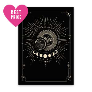 Tarjetas para joyer&iacute;a sol & luna Negro-amarillo