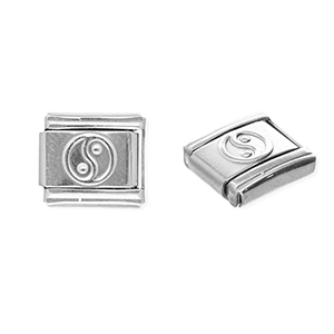Acero Inox link-eslab&oacute;n para pulsera italiana con dijes Acero Inox Yin & Yang Plateado