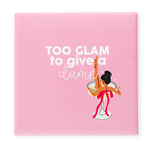 BY31&reg; Azulejo decorativo con frase "Too glam to give a damn" Rosa-blanco-rojo-negro