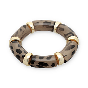 Pulseras de resina con estampado leopardo Dorado-transparente marr&oacute;n &aacute;mbar claro-negro
