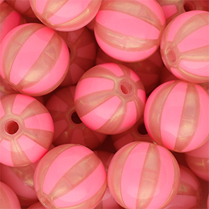 DQ&reg; Abalorios acr&iacute;licos 16 mm con rayas Rosa coral-rosa melocot&oacute;n