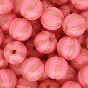 DQ&reg; Abalorios acr&iacute;licos 12 mm con rayas Rosa coral-rosa melocot&oacute;n