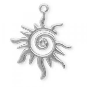 Colgantes Acero Inox sol en espiral Plateado