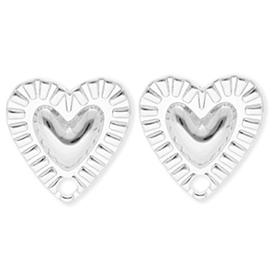 BY31&reg; Fornituras Acero Inox pendientes coraz&oacute;n con anilla Plateado