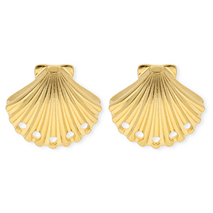 BY31&reg; Fornituras Acero Inox pendientes concha con 5 anillas Dorado