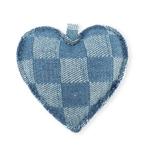 Colgantes llamativos coraz&oacute;n look denim Azul denim