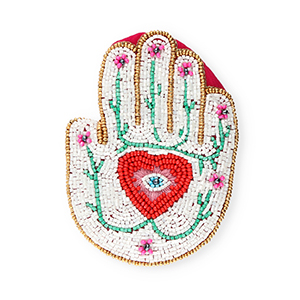 Monedero peque&ntilde;os mano con ojo providencia Dorado-blanco-fucsia-rojo-verde