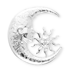 Broches llamativos in acero inox luna & sol Plateado