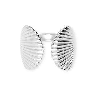 Anillos Acero Inox conchas Plateado