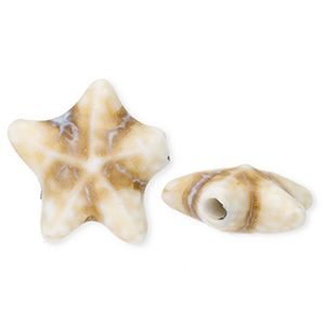 Abalorios de cer&aacute;mica estrella de mar Blancuzco-marr&oacute;n claro