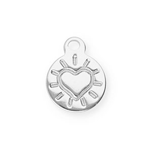 Colgantes Acero Inox redondos con coraz&oacute;n Plateado