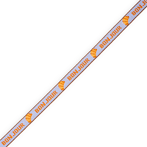 BY31&reg; Cinta con texto lineas "Bonjour" Azul lavanda-naranja-marr&oacute;n