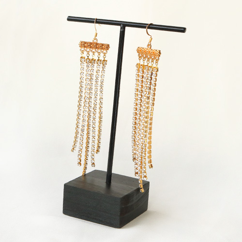 Pulseras y pendientes brillantes con cadena strass