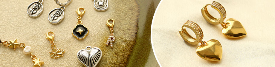 Colgantes met&aacute;licos DQ dorados